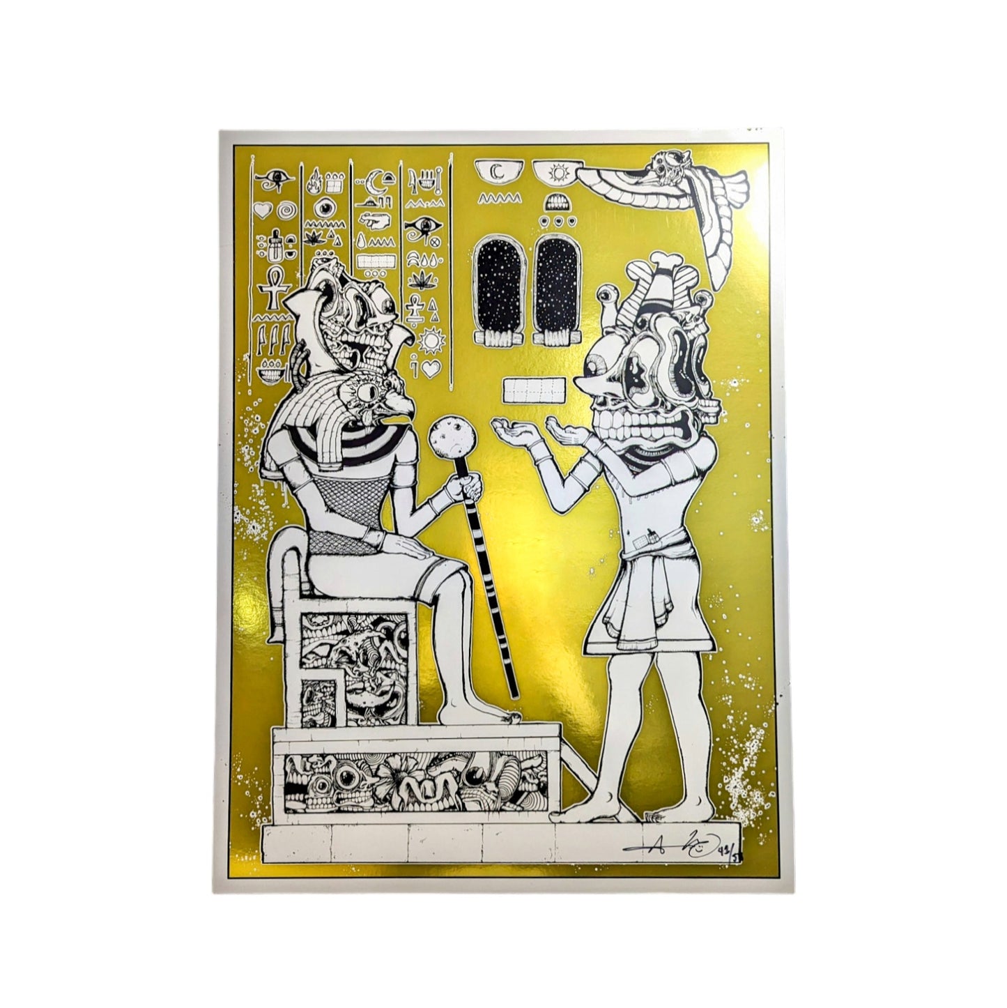 Aaron Brooks Offering to Horus Foil Archival Pigment Print on Gold Foil 18 x 24 in Edition of 50 Hand Signed + Numbered by the artist. Printed in Colorado by CIK STUDIOS.