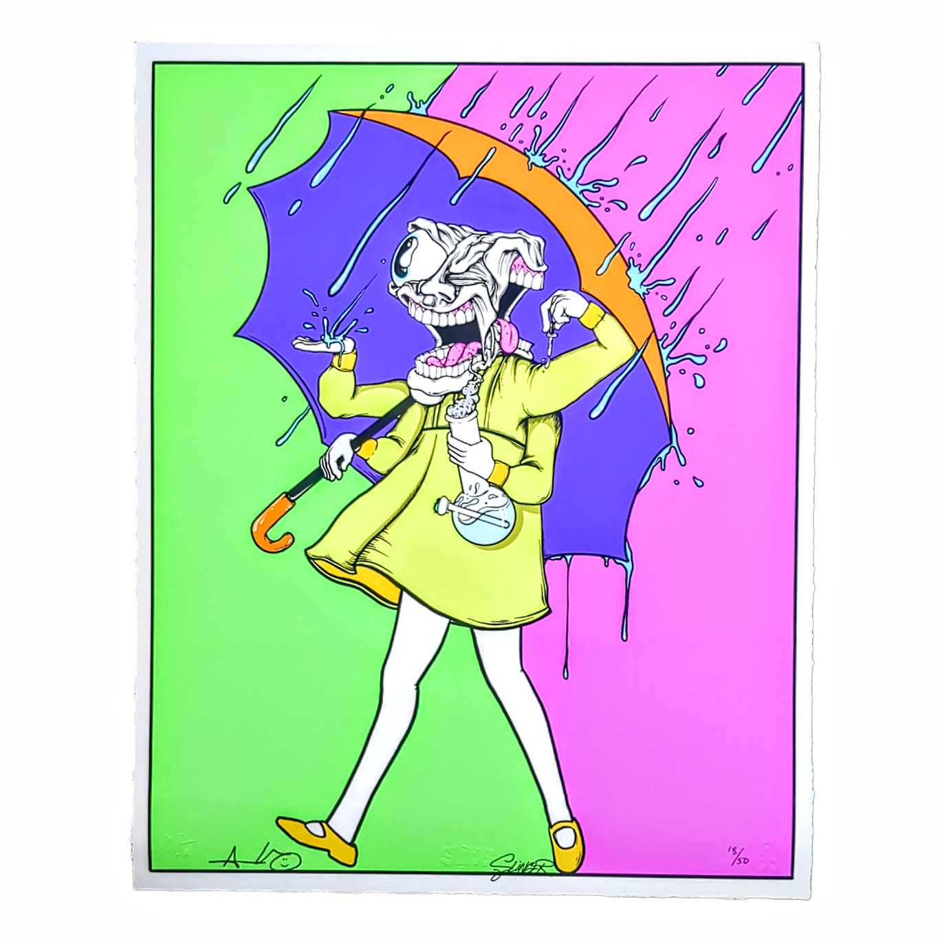 Aaron Brooks x Slinger Slinger Collab (Green / Purple), 2023 Archival Pigment Print with hand deckled edge on Cold Press Cotton Paper (made in Italy) 16 x 20 in Edition of 50 Hand Signed + Numbered by the artist. Printed in Colorado by CIK STUDIOS.