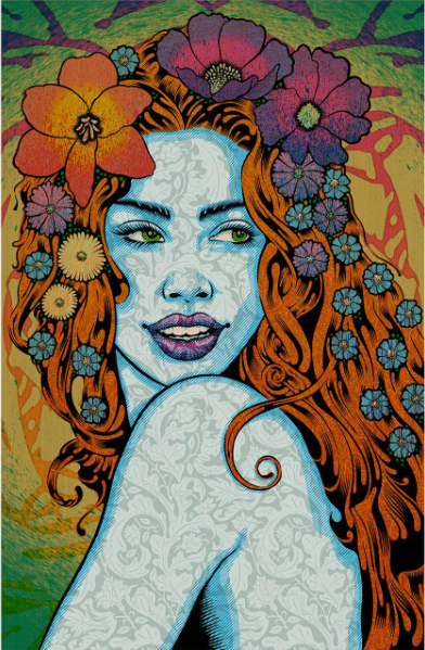 Chuck Sperry Syrinx, 2023 7 color screen print on white oak panel, custom framed 29 x 20 in Edition of 30 Hand Signed + Numbered by the artist.