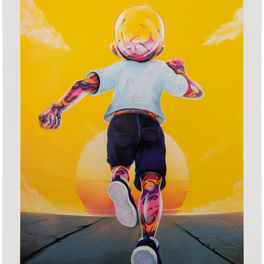 FLOG Horizons, 2024 23 colour screen print on 330 gsm Somerset paper 33.86 x 23.82 in (86 x 60.5 cm) Edition of 88 Hand Signed & Numbered by the artist. Accompanied by Certificate of Authenticity. Published by Graffiti Prints.