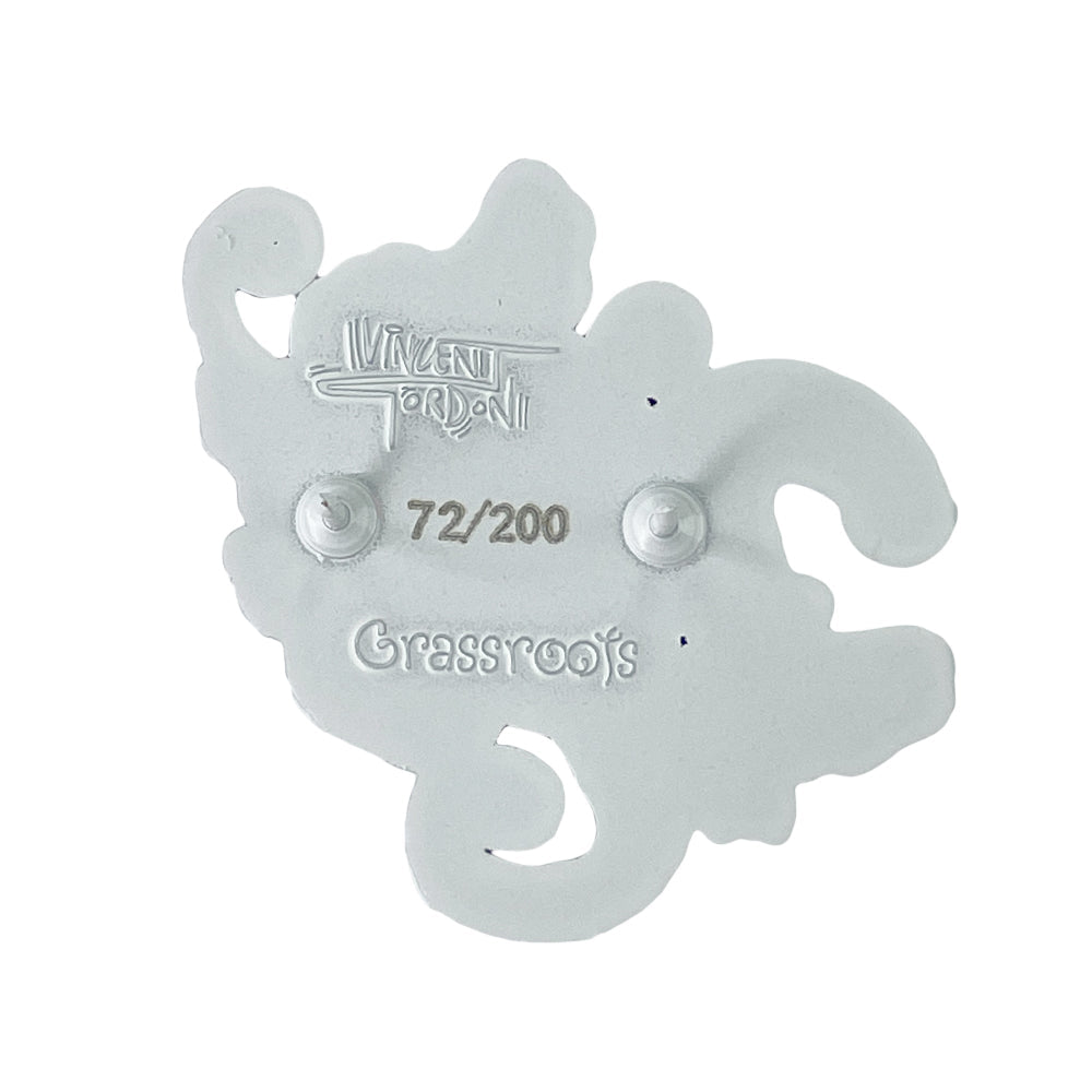 Vincent Gordon Seahorse Party Blackout Black Pin - 1.5" Tall - Double Posted - Rubber Clutches - Grassroots Backing Card - Limited Edition of 200.