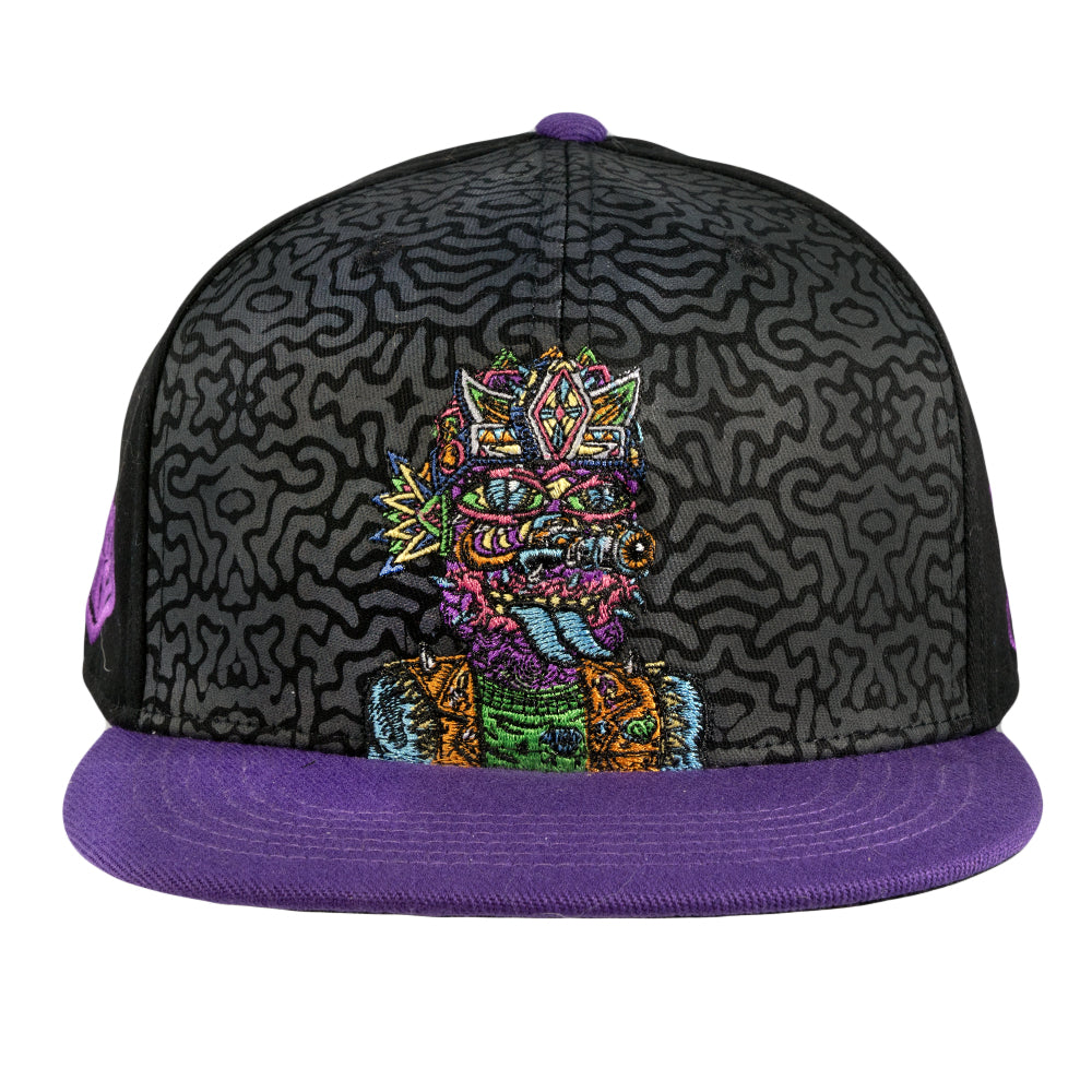 Chris Dyer x Grassroots Galaktic Gang Purple Fitted Hat - Embroidered Artwork - Square Brim - Satin Lining - Stash Pocket - Limited Edition of 210