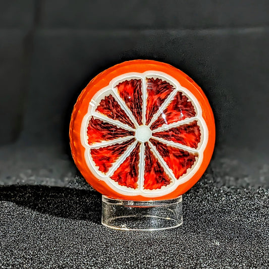 Sam Lyons Glass Borosilicate Half Fruit Slice Citrus Textured Orange Large Mib Marble 56mm