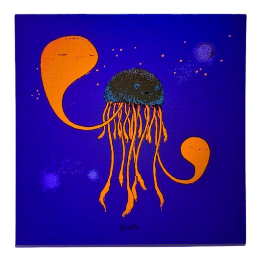 Marq Spusta Jelly (Blue Shimmer), 2022 Screen print 4 x 4 in Plate signed
