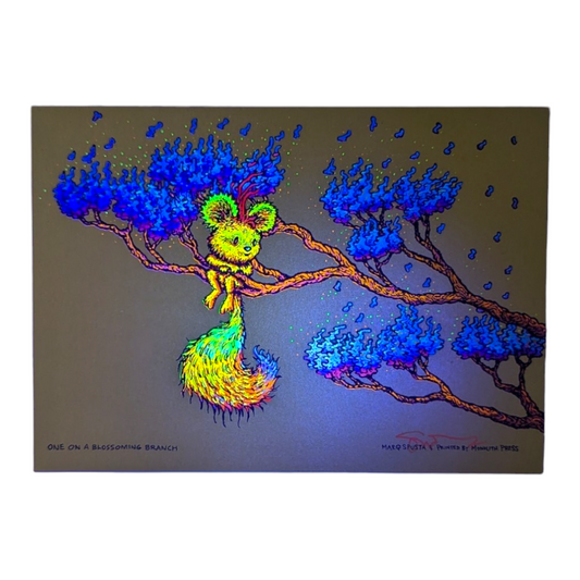 Marq Spusta One On A Blossoming Branch (Sticky Yellow/Green), 2021 Screen print 5 x 7 in Hand Signed by the artist