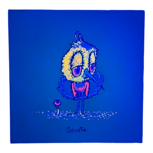 Marq Spusta Skeeter Bird (Yellow) Screen print 3 x 3 in Plate signed.