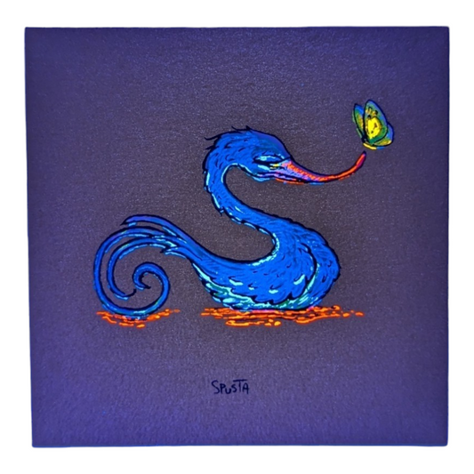 Marq Spusta Swan (Gold Shimmer) Screen print 3 x 3 in Plate signed