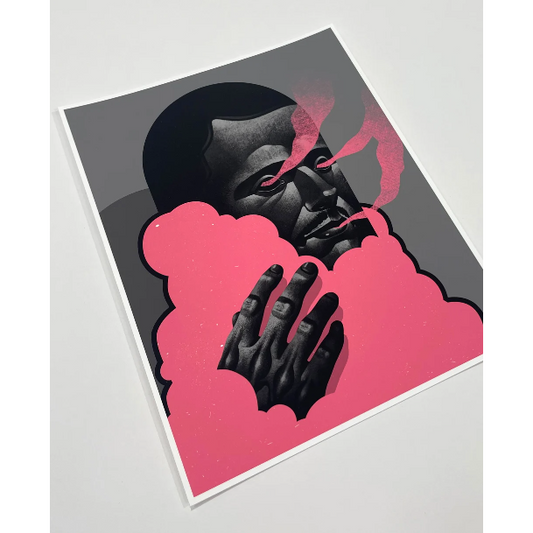 Michael Reeder Cloud Diver (Pink), 2023 Archival Digital Print on Cotton Rag 300GSM 8 x 10 in Edition of 763 Hand Signed & Numbered by the artist. Accompanied by Certificate of Authenticity and original artist packaging. Published by Status Medium.