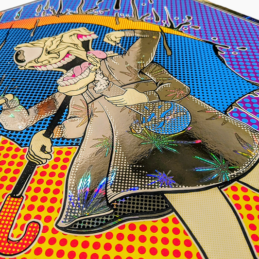 Aaron Brooks x Slinger Slinger Collab, 2023 Archival Pigment Print on Holographic Weed Leaf Foil 16 x 20 in Edition of 50 Hand Signed + Numbered by the artist. Printed in Colorado by CIK STUDIOS.