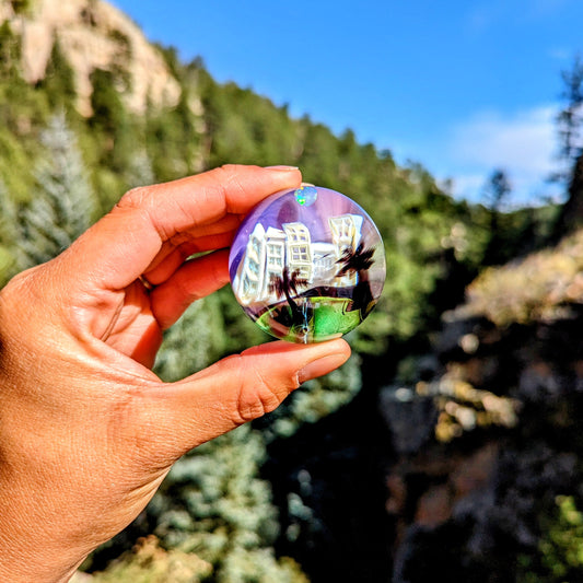 Piper Dan Viceline 2, 2023 UV Reactive Borosilicate Glass Marble 44.5 mm Hand blown glass made by Piper Dan (Daniel Benway). Signed "DB" + Dated "2023"