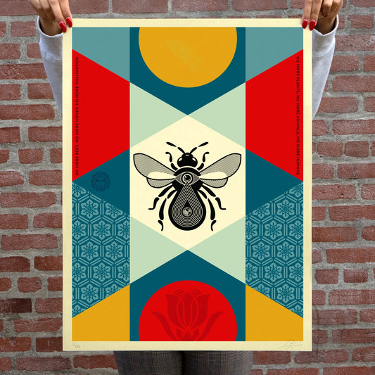 Shepard Fairey AKA Obey Giant Bee Geometric, 2024 Set of (2) Screen Prints on thick cream Speckletone paper 18 x 24 in Edition of 275 Hand Signed & Numbered by the artist. Accompanied by Digital Certificate of Authenticity provided by Verisart. Set includes matching edition numbered prints