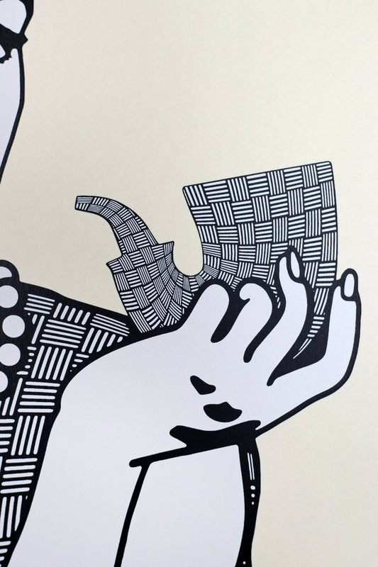 Slinger x Chris Carlson x Pyroscopic Audrey Chipstack, 2024 Screen Print on Cream Paper 11 x 17 in Edition of 50 Signed, Numbered + Dated by the artists. Inspired by the work of Chris Carlson (AKA Carlson Jones). Designed by Pyroscopic and Slinger.