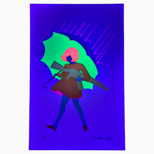 Slinger Post Modern Girl, 2021 9 Color Screen Print on French Pop Tone Archival Paper 11 x 17 in Edition of 100 Hand Signed, Numbered + Dated by the artist.