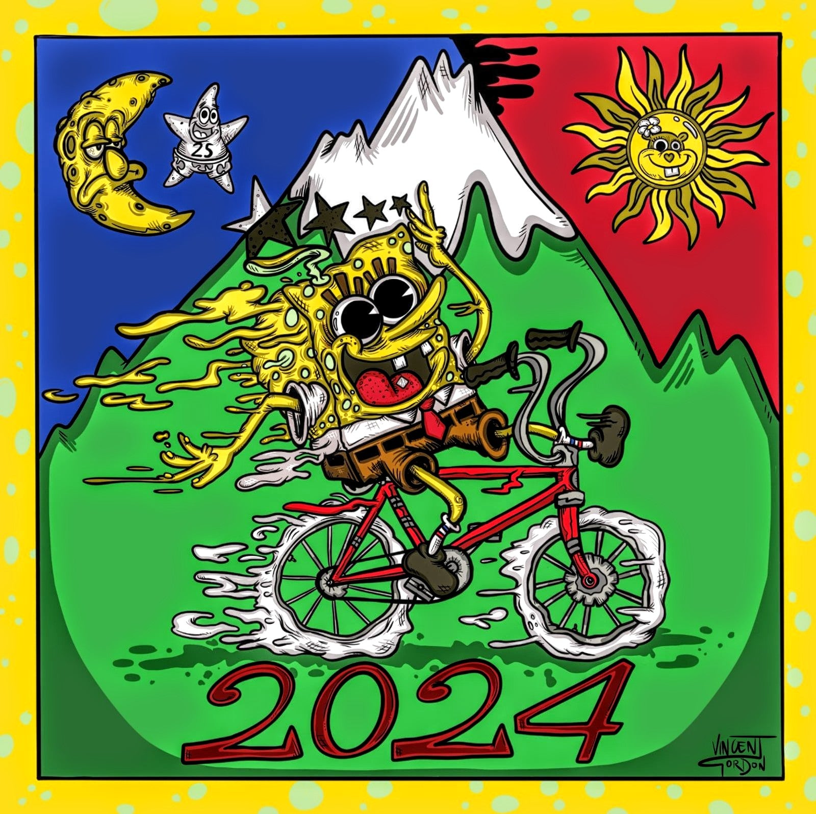 fahrradhelm spongebob Vincent Gordon “Bike Day 2024 (SpongeBob)” Print – Decadent Art Gallery