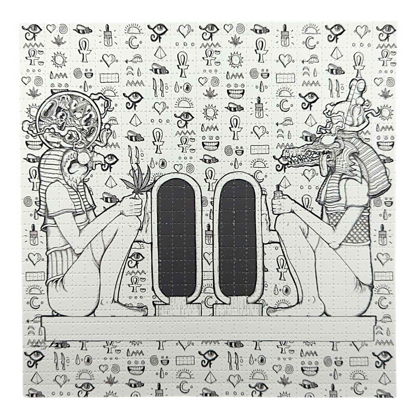 Aaron Brooks
Ra & Sobek, 2025
Archival Pigment Print on Perforated Blotter Paper
7.5 x 7.5 in
Edition of 200
Hand signed + numbered by the artist. Perforated and published by Zane Kesey in Pleasant Hill, OR.