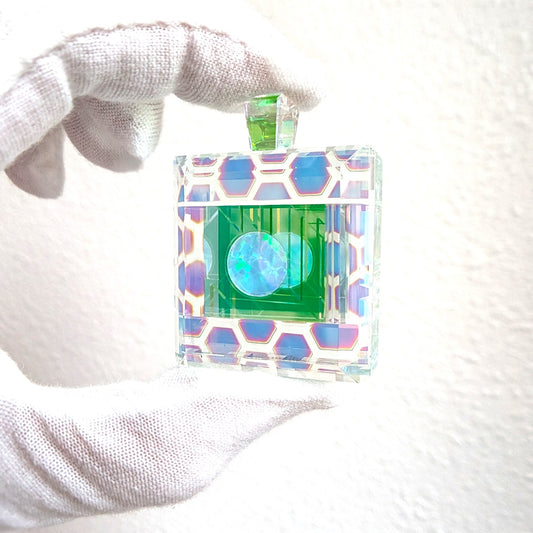 Boro Barto (Dan Barto) Dichroic glass pendant with opal Approx. 12 x 34 x 35 mm