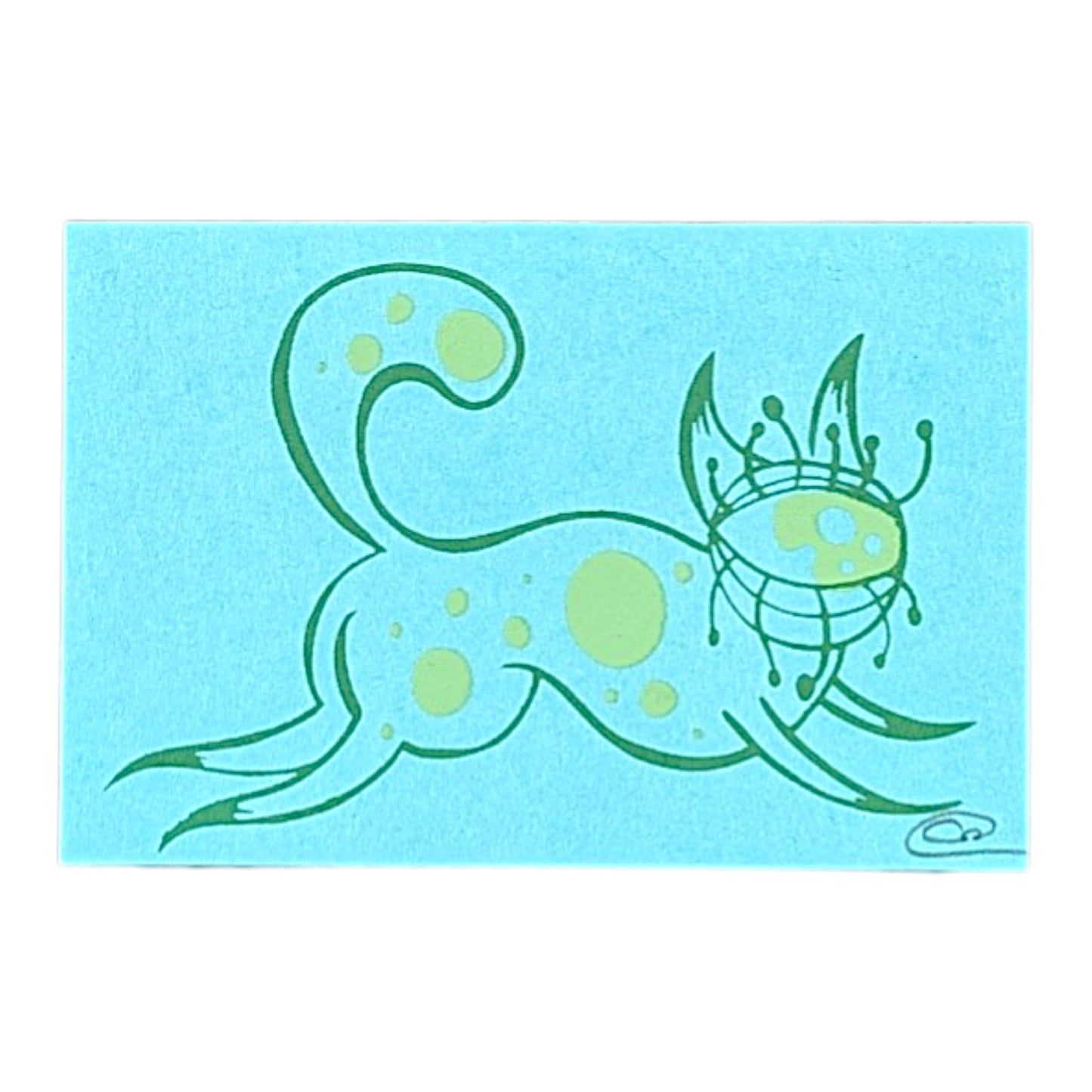 Chandler Condon "Cyclops Kitty (Turquoise)" Micro Print