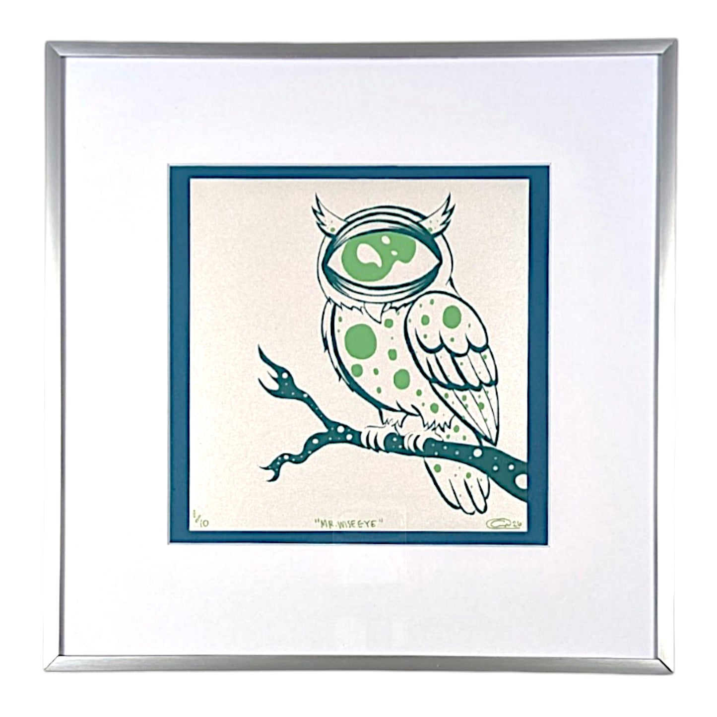 Chandler Condon "Mr. Wise Eye (White Shimmer)" Print - Framed