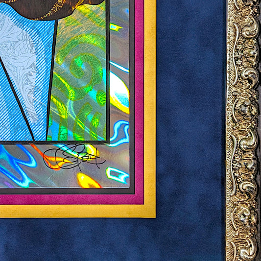 Chuck Sperry
Dreamer (Lava Foil), 2019
Screen print on paper
43.25 x 33.25 x 1.5 in framed
Edition of 20
Hand signed + numbered by the artist. Custom framed by Full Frontal Framing / Hall of Frames with Tru Vue Conservation Grade 99% UV Protection Plexiglass.