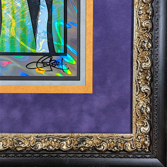 Chuck Sperry
Erato (Lava Foil), 2017
Screen print on paper
44 x 33.25 x 1.5 in framed
Edition of 20
Hand signed + numbered by the artist. Custom framed by BPaul Studios & Designs with Tru Vue Conservation Grade 99% UV Protection Plexiglass.