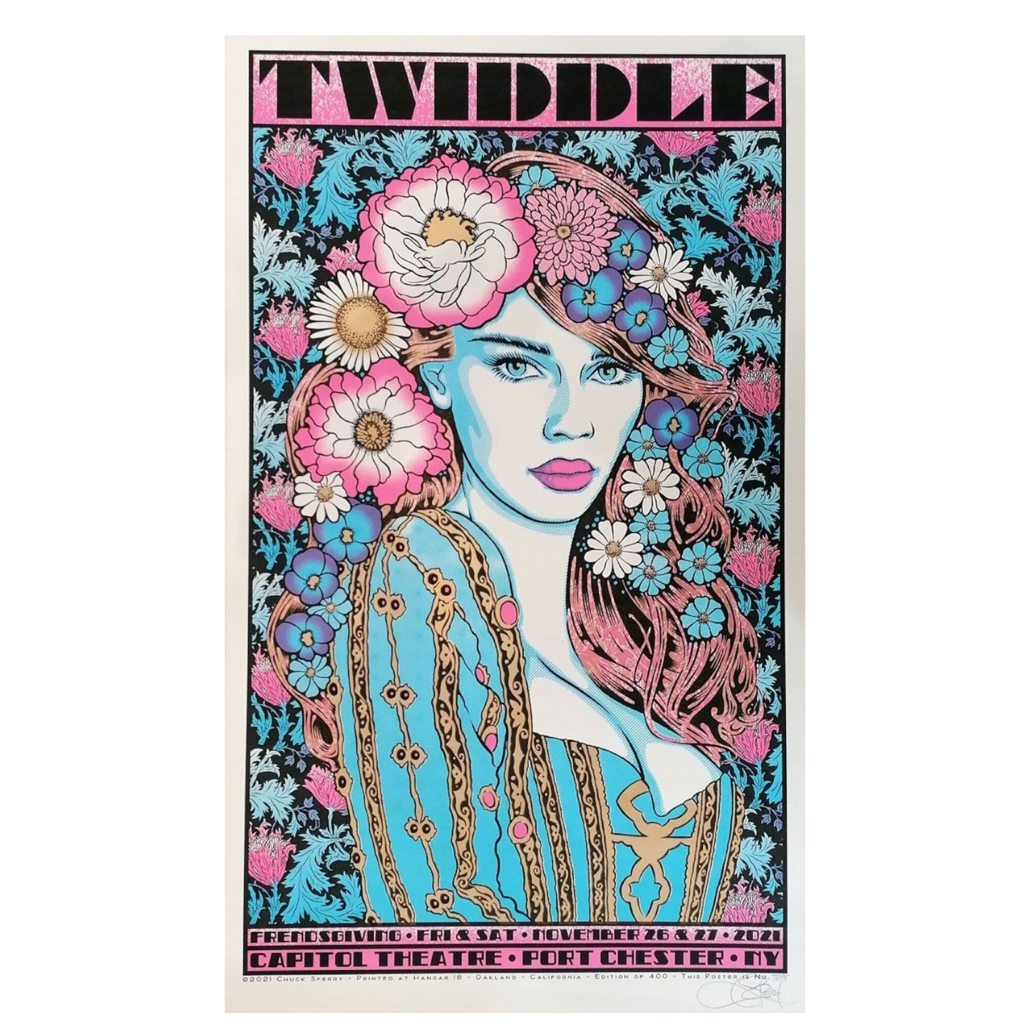 Chuck Sperry Twiddle, Port Chester 2021 Niobe, 2021 5 color screen print on cream paper 20 x 35 in Test Print Hand Signed by the artist.