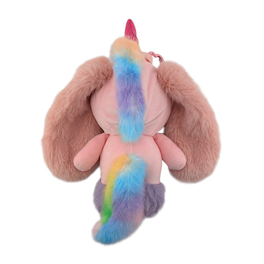 CJ Hendry
Halloween JuJu (Unicorn), 2026
Plush keychain with leather flower eye, polyester filling & metal clasp
Approx. 15 x 8 cm
Accompanied by orange rectangular zipper pouch + fold out "map" poster which shows all 10 varieties