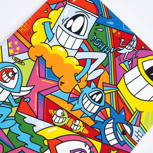 El Pez
Catch The Stars - III, 2022
13-Color Serigraph with UV Coating on 320gsm Coventry Rag Fine Art Paper and AR Compatibility
15 in x 23.63 in
Edition of 150
Hand Signed + Numbered by the artist. Published by 1XRUN in Detroit, MI.