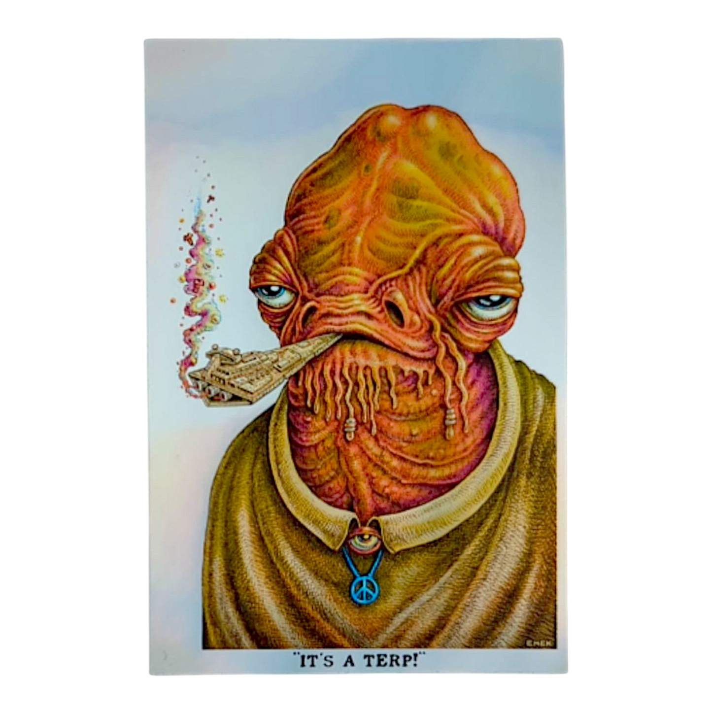 Illustration of a character smoking a pipe with text 'IT'S A TERP!' on a light blue background