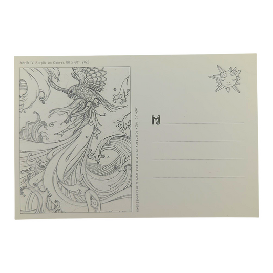 James Jean "Adrift IV" Postcard
Offset lithograph on postcard
4 x 6 in
Features a reproduction of James Jean’s "Adrift IV" (2023)