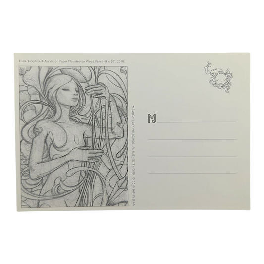 James Jean “Elena” Postcard
Offset lithograph on postcard
4 x 6 in
Features a reproduction of James Jean’s "Elena" (2018)