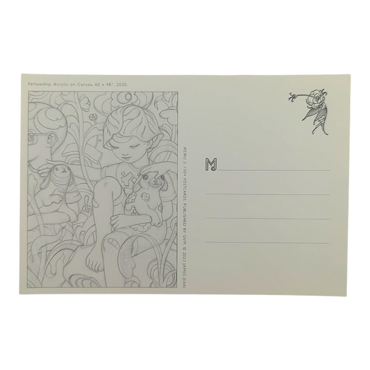 James Jean "Fellowship" Postcard
Offset lithograph on postcard
4 x 6 in
Features a reproduction of James Jean’s "Fellowship" (2020)