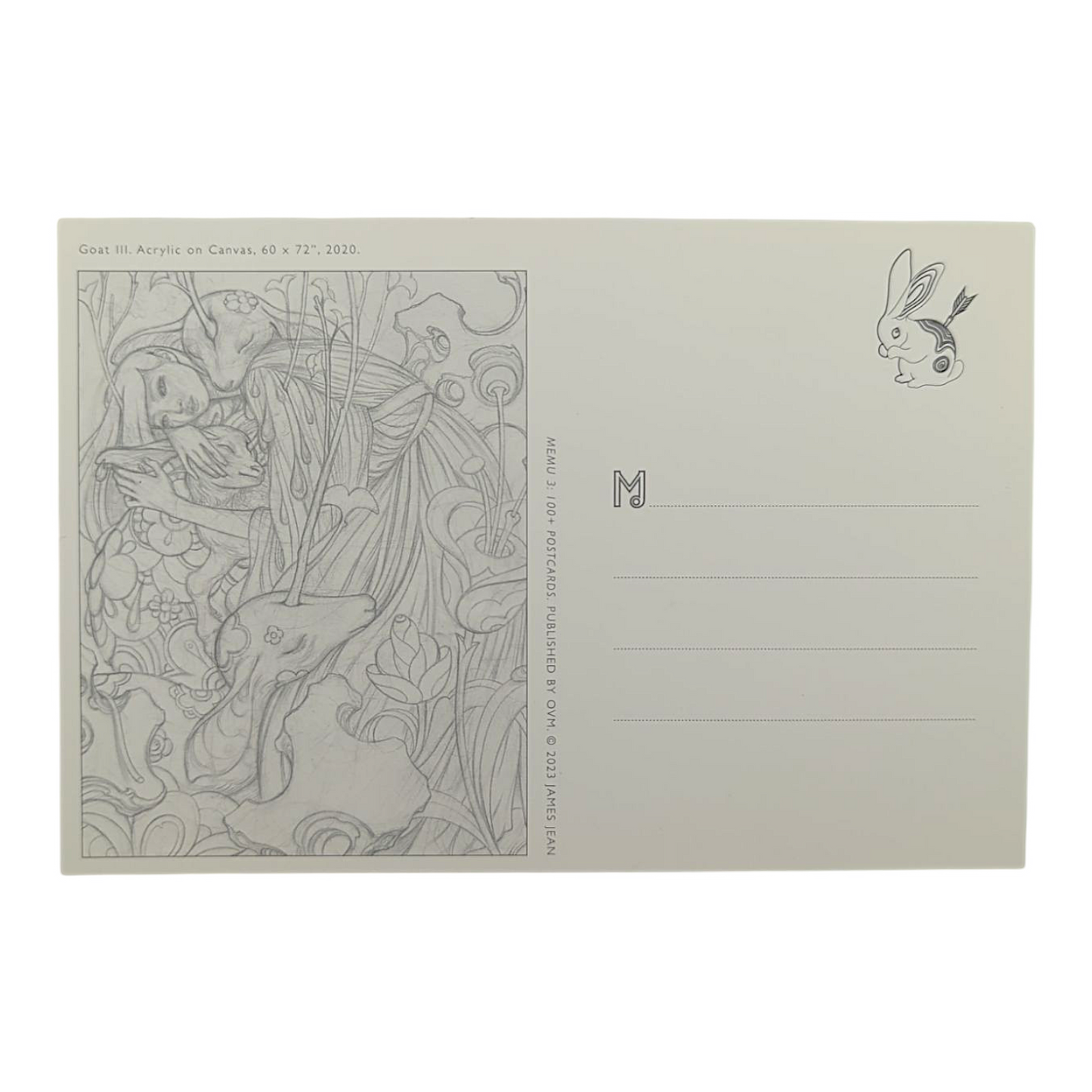 James Jean “Goat III” Postcard
Offset lithograph on postcard
4 x 6 in
Features a reproduction of James Jean’s "Goat III" (2020)
