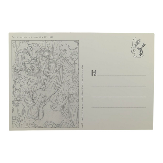 James Jean “Goat III” Postcard
Offset lithograph on postcard
4 x 6 in
Features a reproduction of James Jean’s "Goat III" (2020)