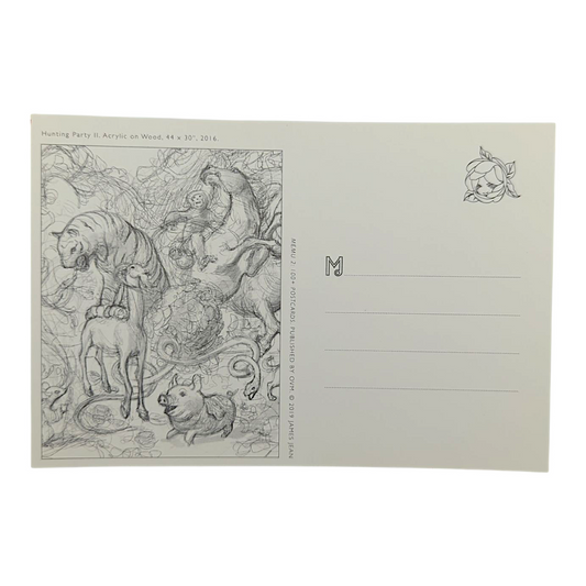 James Jean “Hunting Party II” Postcard
Offset lithograph on postcard
4 x 6 in
Features a reproduction of James Jean’s "Hunting Party II" (2016)