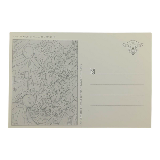 James Jean "Inferno II" Postcard
Offset lithograph on postcard
4 x 6 in
Features a reproduction of James Jean’s "Inferno II" (2020)