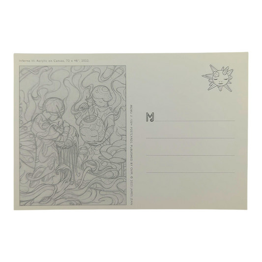 James Jean "Inferno III" Postcard
Offset lithograph on postcard
4 x 6 in
Features a reproduction of James Jean’s "Inferno III" (2022)