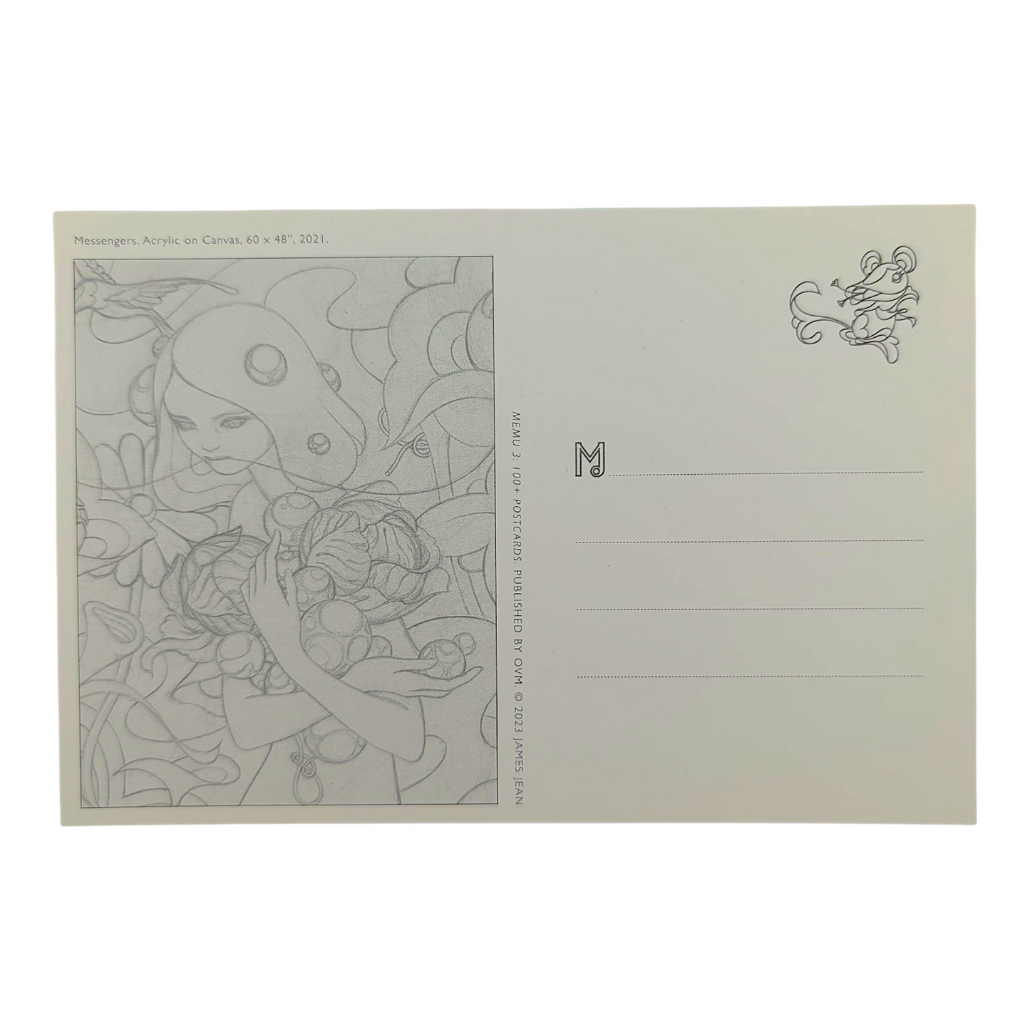 James Jean "Messengers" Postcard
Offset lithograph on postcard
4 x 6 in
Features a reproduction of James Jean’s "Messengers"