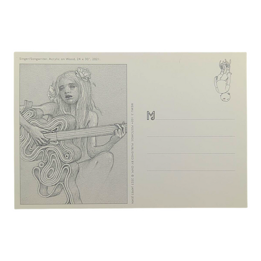 James Jean “Singer / Songwriter” Postcard
Offset lithograph on postcard
4 x 6 in
Features a reproduction of James Jean’s "Singer / Songwriter" (2021)