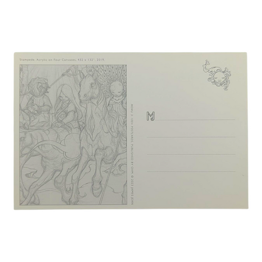 James Jean “Stampede” Postcard
Offset lithograph on postcard
4 x 6 in
Features a reproduction of James Jean’s "Stampede" (2019)