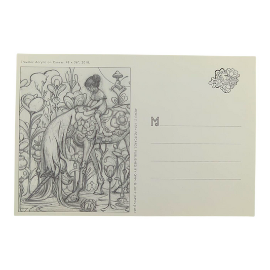 James Jean “Traveler” Postcard Offset lithograph on postcard
4 x 6 in
Features a reproduction of James Jean’s "Traveler" (2018)