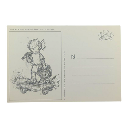 James Jean “Trespasser” Postcard
Offset lithograph on postcard
4 x 6 in
Features a reproduction of James Jean’s "Trespasser" (2021)