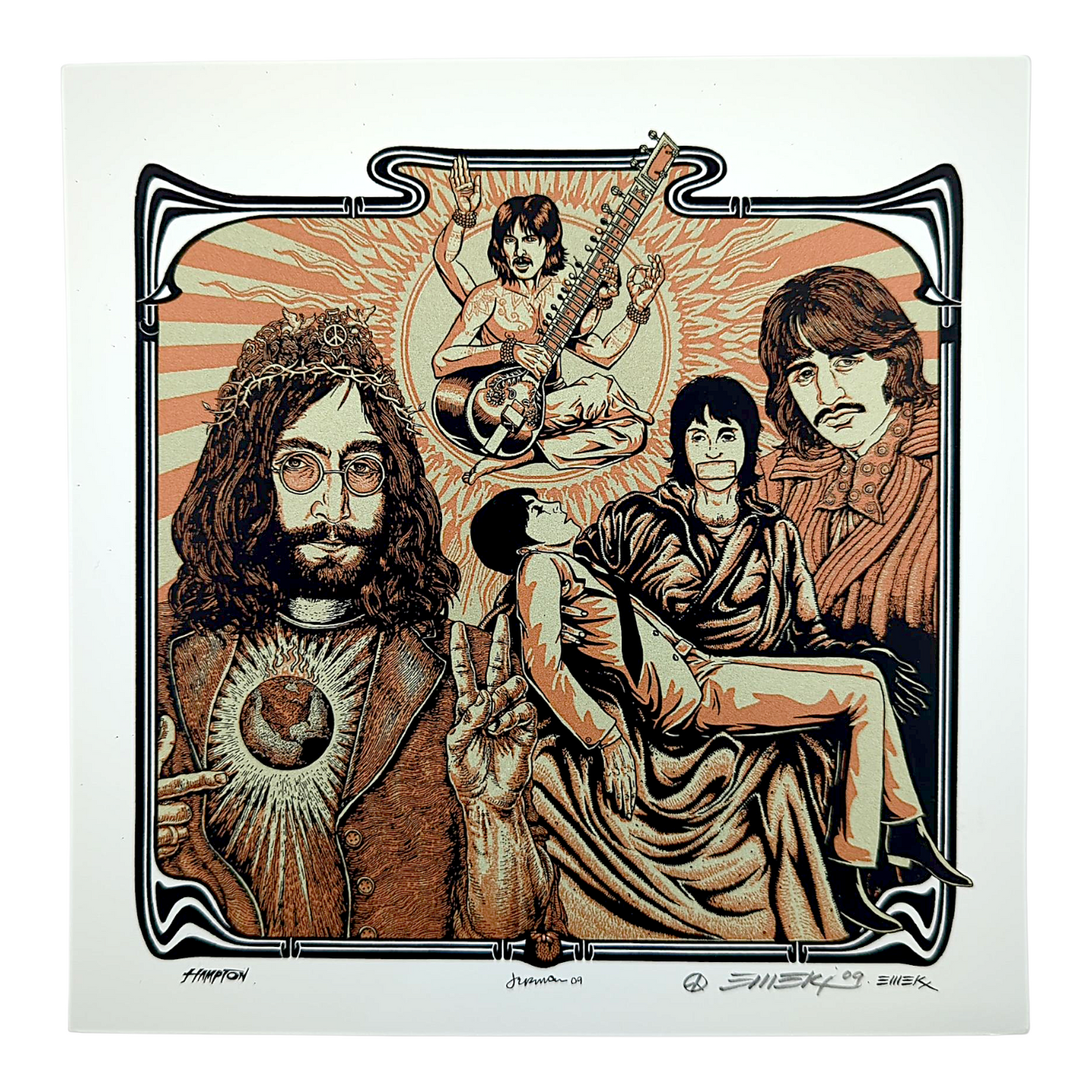 Jermaine Rogers x Emek x Justin Hampton (Post Neo Explosionism) “I'd Love To Turn You On (Beatles)" Mini Print