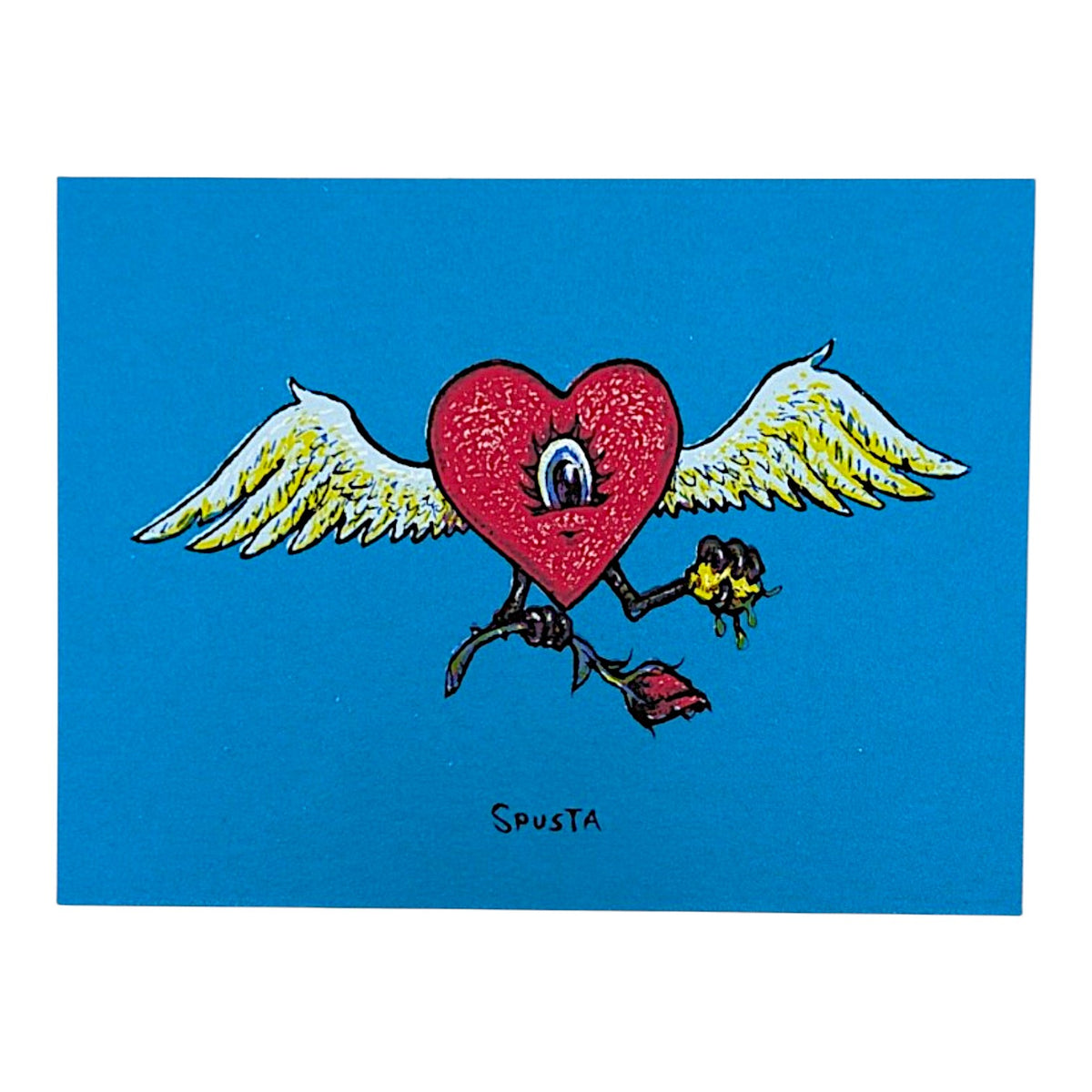 Marq Spusta
Flying Heart with Rose (Sticky Teal)
Screen print
4 x 3 in
Plate Signed