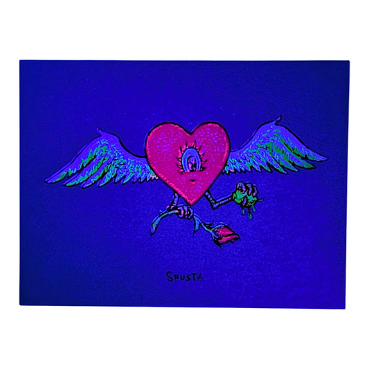 Marq Spusta
Flying Heart with Rose (Sticky Teal)
Screen print
4 x 3 in
Plate Signed