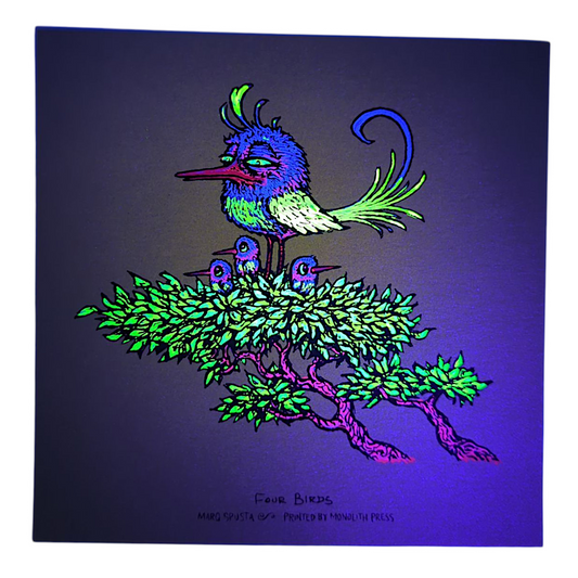 Marq Spusta
Four Birds (Green Shimmer), 2023
Screen print
5 x 5 in
Plate Signed