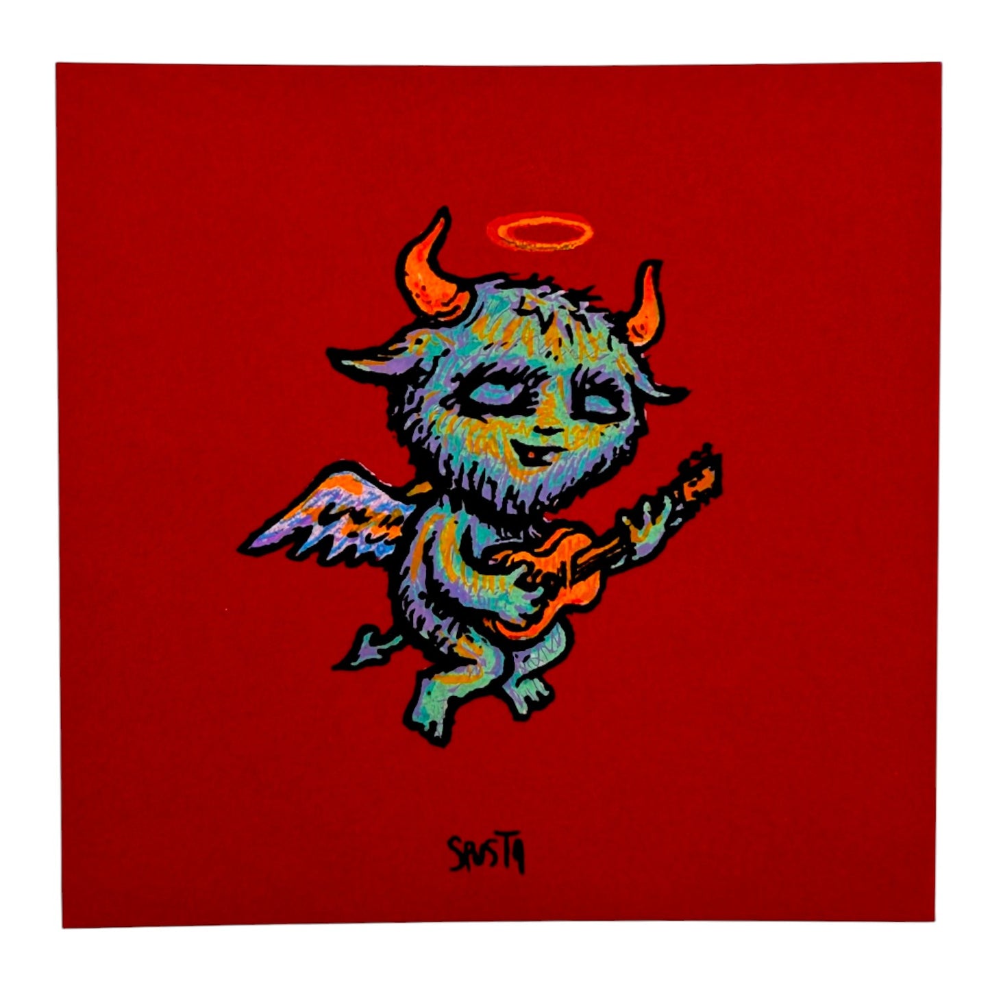 Marq Spusta "Guitarian Angel" (Red) Micro Print