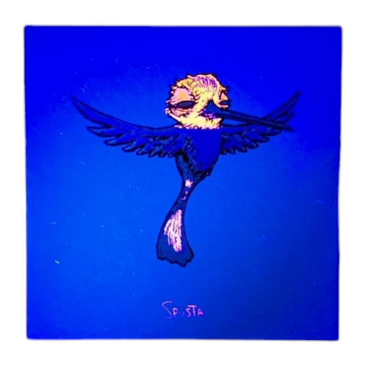 Marq Spusta Hummingbird (Light Blue) Screen print 3 x 3 in Plate signed