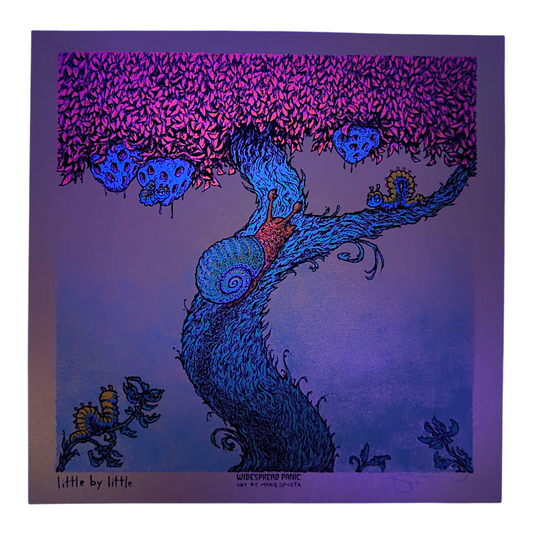 Marq Spusta
Little by Little (Gold), 2025
Screen print
8 x 8 in
Hand Signed by the artist. Imagery is from the singles cover art from the Widespread Panic album, Snake Oil King.