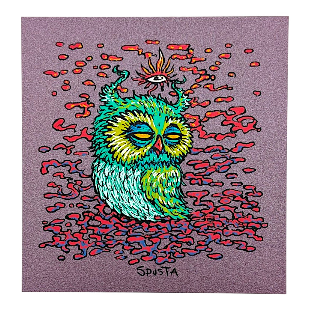 Marq Spusta
Owl (Merlot Shimmer)
Screen print
4 x 4 in
Plate Signed