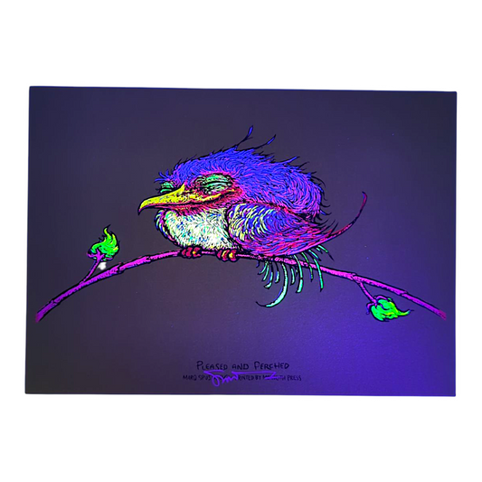 Marq Spusta
Pleased and Perched (Sticky Yellow/Green), 2023
Screen print
7 x 5 in
Signed by the artist